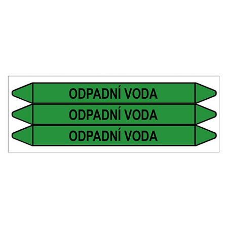 Značení potrubí, odpadní voda,3 ks, 355 × 37 mm